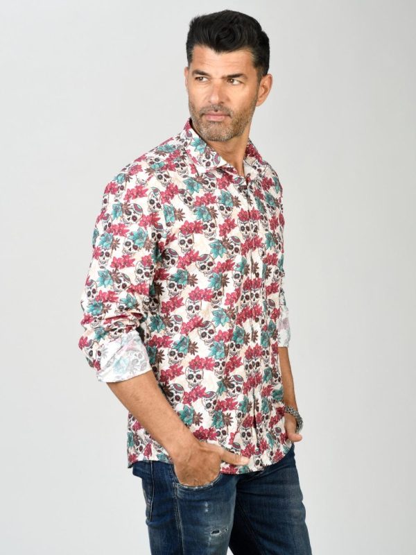 Camisa de Calaveras Monttesco Skull Roja Estampado Fantasía