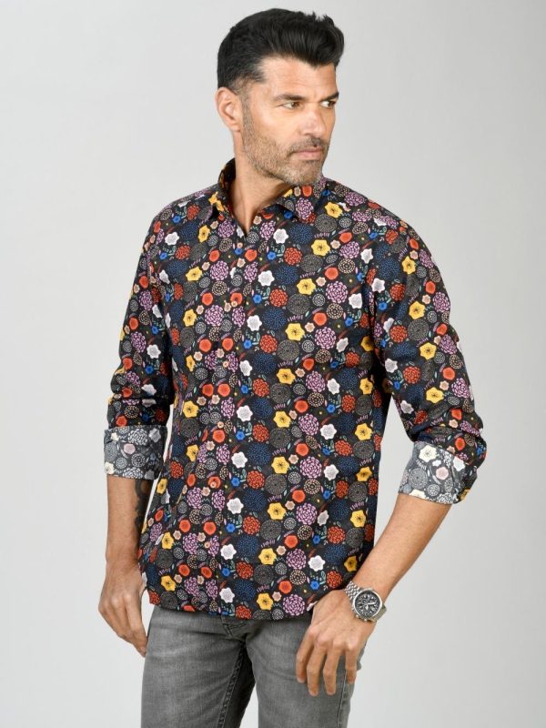 Camisa Monttesco Fantasía Estampada Asimétrica Flor