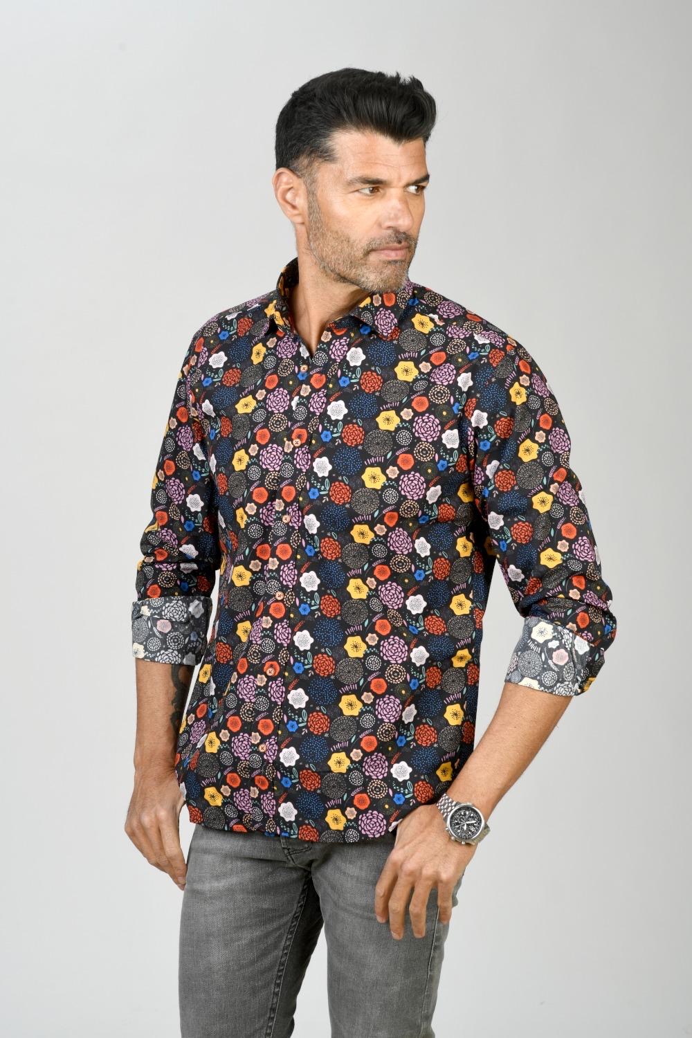 Camisa Monttesco Fantasía Estampada Asimétrica Flor
