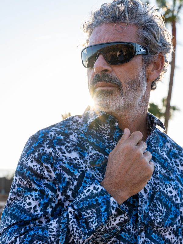 Camisa Monttesco Estampado FantasĂa Leopardo Azul