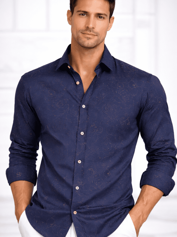Camisa Monttesco Fantasía Estampada Flores RoseGold