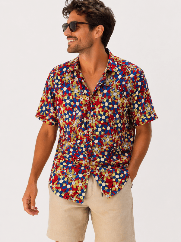 Camisa Monttesco Manga Corta Fantasía Estampado Flores