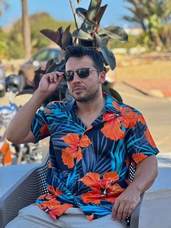 Camisa Monttesco Fantasía Estampada Flores Neon