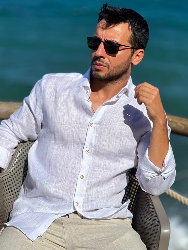 Camisa Monttesco Manga Larga Vestir Lino