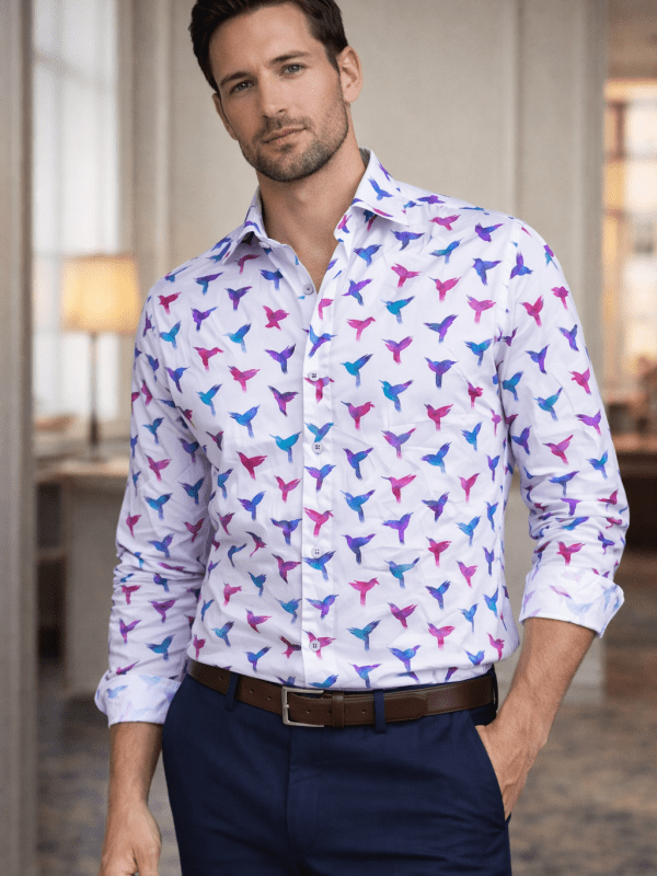 Camisa Monttesco Fantasía Colibrí Colorido
