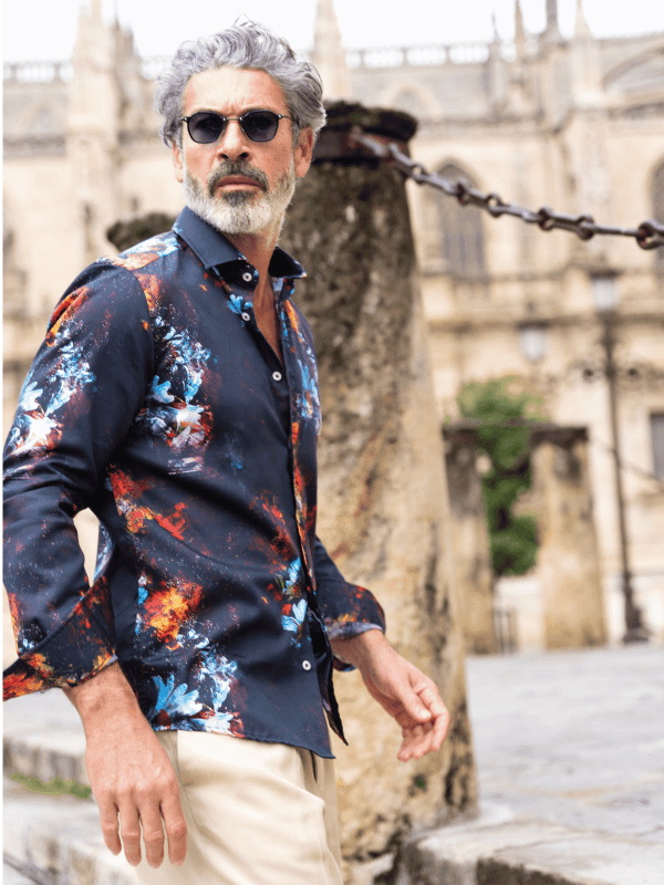 Camisa Monttesco estampada fantasía fire