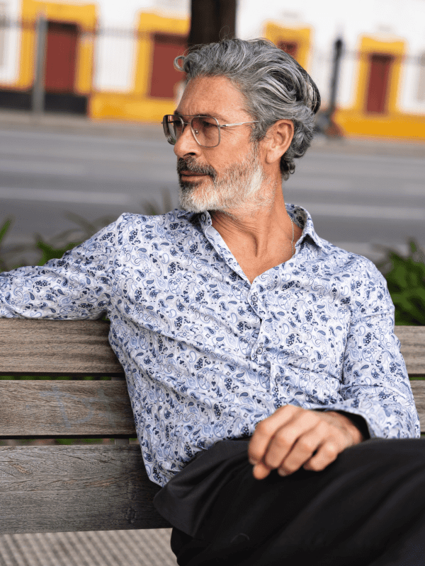 Camisa Monttesco Estampada Fantasía detalles azules